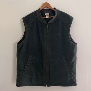 LL Bean Wool Zip Front Vest Olive Green Vintage Mens Large Gorpcore Outdoor Fall